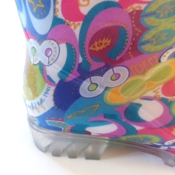 NWOT Coach Pixy Poppy Multi Color Size 7M Rain Boots In Box - Picture 6 of 16